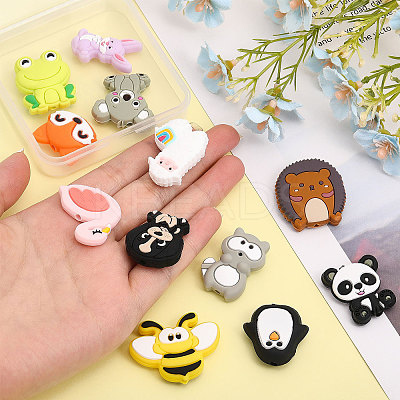 12Pcs 12 Style Silicone Focal Beads SIL-CA0002-09-1
