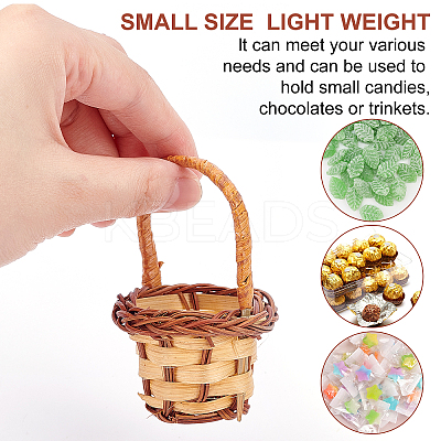 8Pcs 4 Style Mini Rattan Bamboo Baskets DJEW-FG0001-18-1
