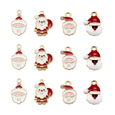 40Pcs 4 Style Christmas Theme Light Gold Alloy Enamel Pendants ENAM-LS0001-61-1