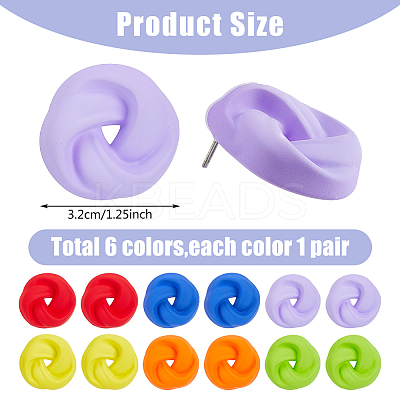 6 Pairs 6 Colors Spray Painted Acrylic Stud Earrings with Steel Iron Pins EJEW-FI0003-12-1