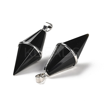 Natural Obsidian Pointed Pendants G-F763-04P-08-1