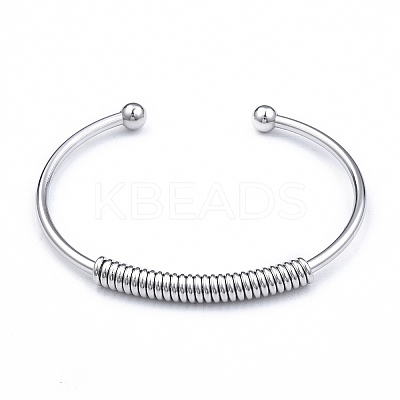 Non-Tarnish 304 Stainless Steel Open Cuff Bangle for Girl Women LS-BJEW-N013-008P-1