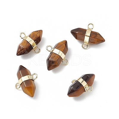 Natural  Mixed Gemstone Double Terminal Pointed Connector Charms G-P491-11G-1
