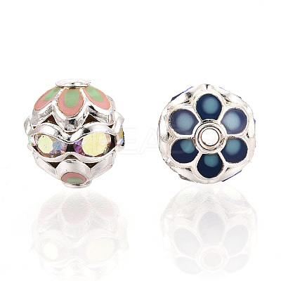 Round Brass Enamel Beads KK-Q080-01C-S-1