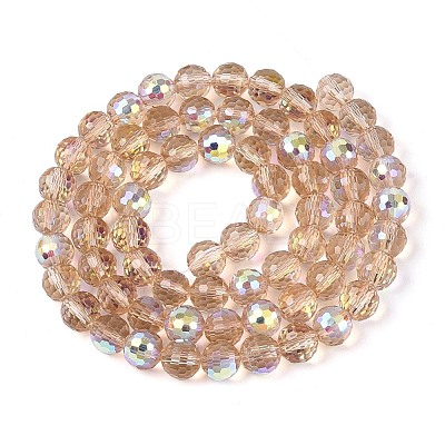 Electroplate Transparent Glass Beads Strands EGLA-N024-01A-C05-1