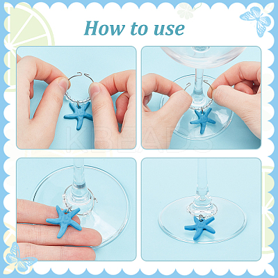 Ocean Theme PVC Wine Glass Charms AJEW-FG0003-98-1