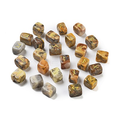 Rectangle Natural Crazy Agate Rune Stones G-Z059-01A-1