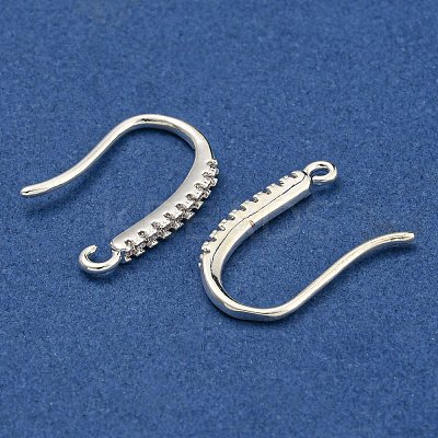 Rack Plating Brass Pave Cubic Zirconia Earring Hooks KK-O143-20S-1