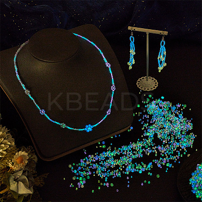 24 Styles Luminous Glass Seed Beads SEED-PH0001-72-1