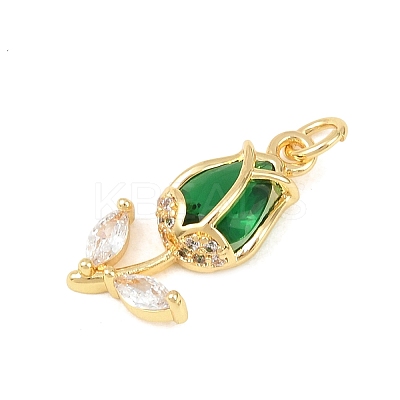 Brass Micro Pave Clear Cubic Zirconia Pendants KK-F931-13G-01-1