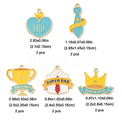 10Pcs 5 Styles Father's Day Alloy Enamel Pendants ENAM-FP0002-18-1