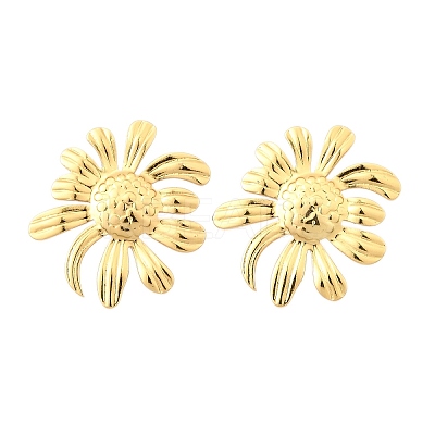 304 Stainless Steel Flower Stud Earrings EJEW-P312-03A-G-1