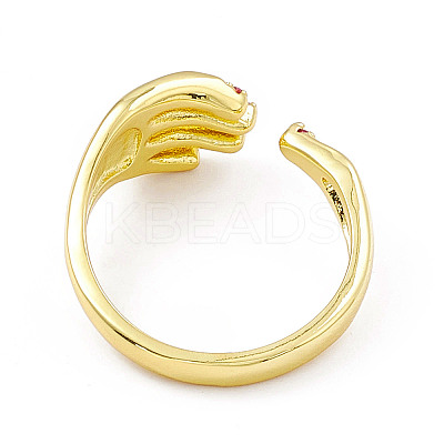 Cubic Zirconia Hand Plam Open Cuff Ring RJEW-P079-06G-04-1