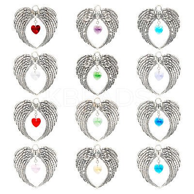 12Pcs 12 Colors Tibetan Style Alloy Big Pendants FIND-TA0004-24-1