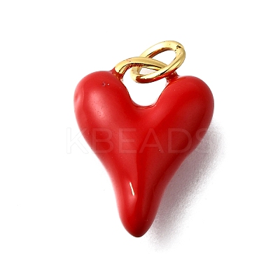 Brass Red Enamel Charms KK-Z102-23G-02-1