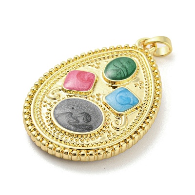 Rack Plating Brass Enamel Pendants KK-Q804-25G-1