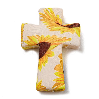 Cross with Flower Silicone Focal Beads SIL-G006-02A-1