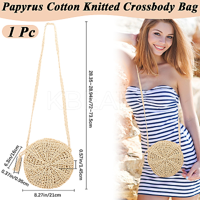 1Pc Papyrus Cotton Knitted Crossbody Bags AJEW-BBC0002-27B-1
