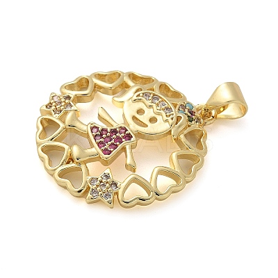Brass Micro Pave Cubic Zirconia Pendants KK-M319-24G-01-1