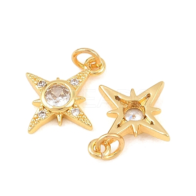 Brass Micro Pave Cubic Zirconia Charms KK-F927-09C-G-1