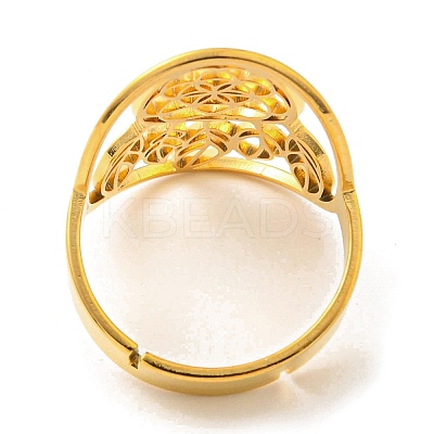 Adjustable 304 Stainless Steel Woven Web/Net with Feather Ring RJEW-F149-05G-1