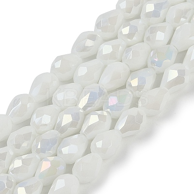 Opaque Solid Color Electroplate Glass Beads Strands EGLA-N013-P8mm-B02-1