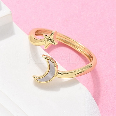 Brass Shell Cuff Rings for Women RJEW-C126-14G-1