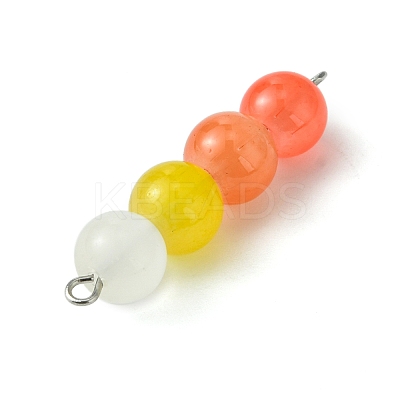 Gradient Color Round Glass Beaded Connector Charms PALLOY-JF02805-1