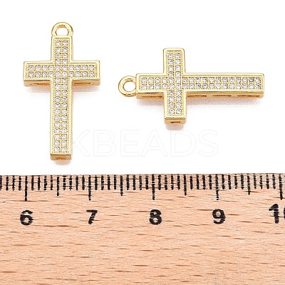 Brass Micro Pave Clear Cubic Zirconia Pendants KK-T073-25G-1