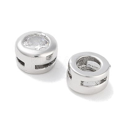 Brass with Single Cubic Zirconia Slide Charms KK-C051-27P-01-1