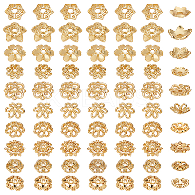 80Pcs 10 Styles Flower Brass Bead Caps KK-ME0001-79-1