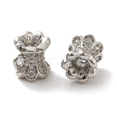 Flower Brass Micro Pave Cubic Zirconia Tube Bails KK-C072-05A-P-1