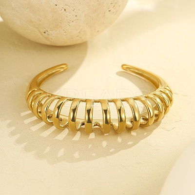 304 Stainless Steel Cuff Bangles for Women BJEW-G750-05G-1
