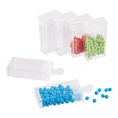 100 Pcs Rectangle Plastic Bead Containers Flip Top Bead Storage Box  5x2.7x1.2cm