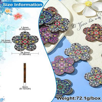 30Pcs 5 Colors Printed Natural Basswood Pendants WOOD-CJ0001-86-1