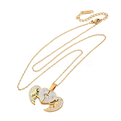 304 Stainless Steel Polymer Clay Crystal Rhinestones Openable Pendant Necklaces for Women NJEW-Z065-09G-1
