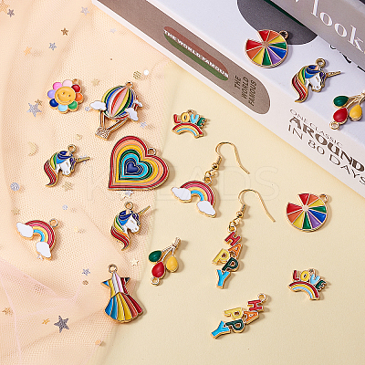 50Pcs 10 Style Alloy Enamel Pendants ENAM-CJ0001-112-1