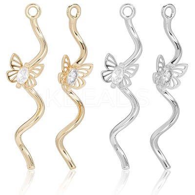12Pcs 2 Colors Brass Micro Pave Cubic Zirconia Pendants KK-BBC0019-70-1