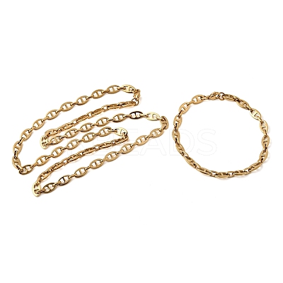 304 Stainless Steel Mariner Link Chains Bracelet & Necklace Jewelry Sets LS-SJEW-L199-16G-1