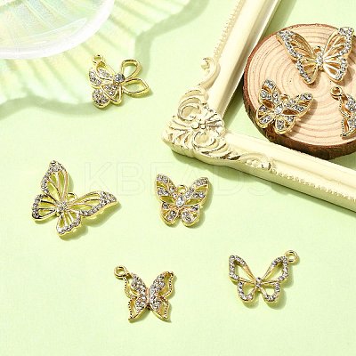 10Pcs 5 Styles Alloy with Rhinestone Pendant FIND-CJ0001-78-1