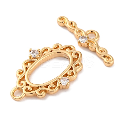 Brass Micro Pave Clear Cubic Zirconia Toggle Clasps KK-S403-17G-1