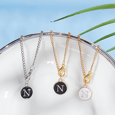 Flat Round with Letter Alloy Enamel Wine Glass Charms AJEW-AB00184-14-1
