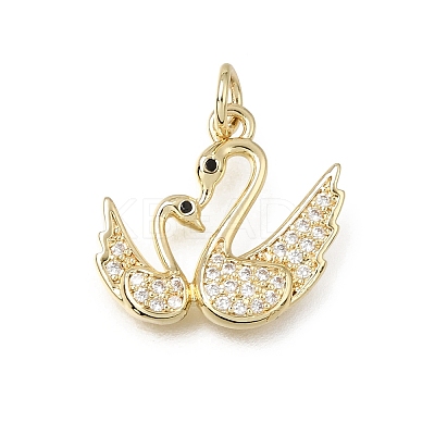 Brass Micro Pave Black Cubic Zirconia Pendants CU-L001-09G-04-1