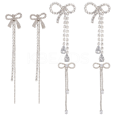 3 Pairs 3 Style Rhinestone Bowknot Stud Earrings EJEW-AN0004-91-1