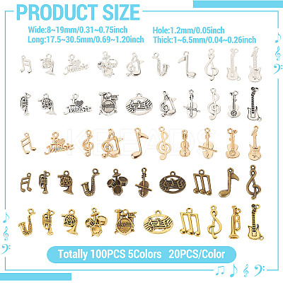 100Pcs 5Colors Tibetan Style Alloy Pendants FIND-TA0006-71-1
