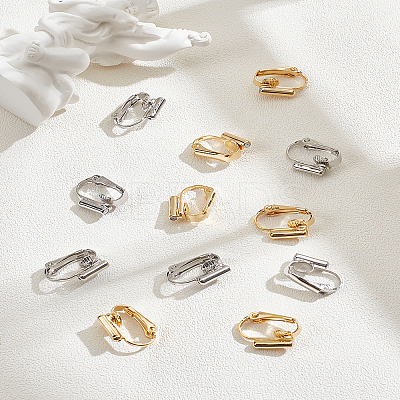 12Pcs 2 Colors Brass Clip-on Earring Converters Findings KK-LP0002-09-1