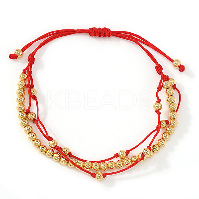 Adjustable Brass Round Beads Multi-starnd Bracelets XW4169-2-1
