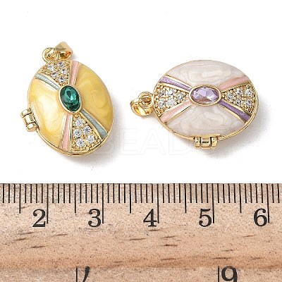 Brass Enamel Locket Pendants KK-F923-01G-1