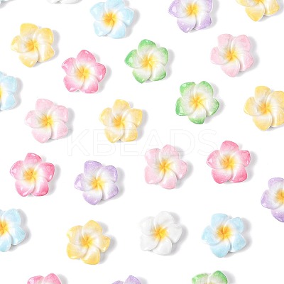 70Pcs 7 Colors Plumeria Flower Opaque Resin Cabochons CRES-FS0001-32-1