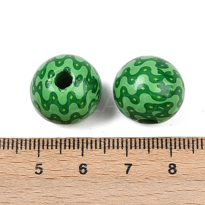 Christmas Printed Schima Wood European Beads WOOD-I015-01O-1